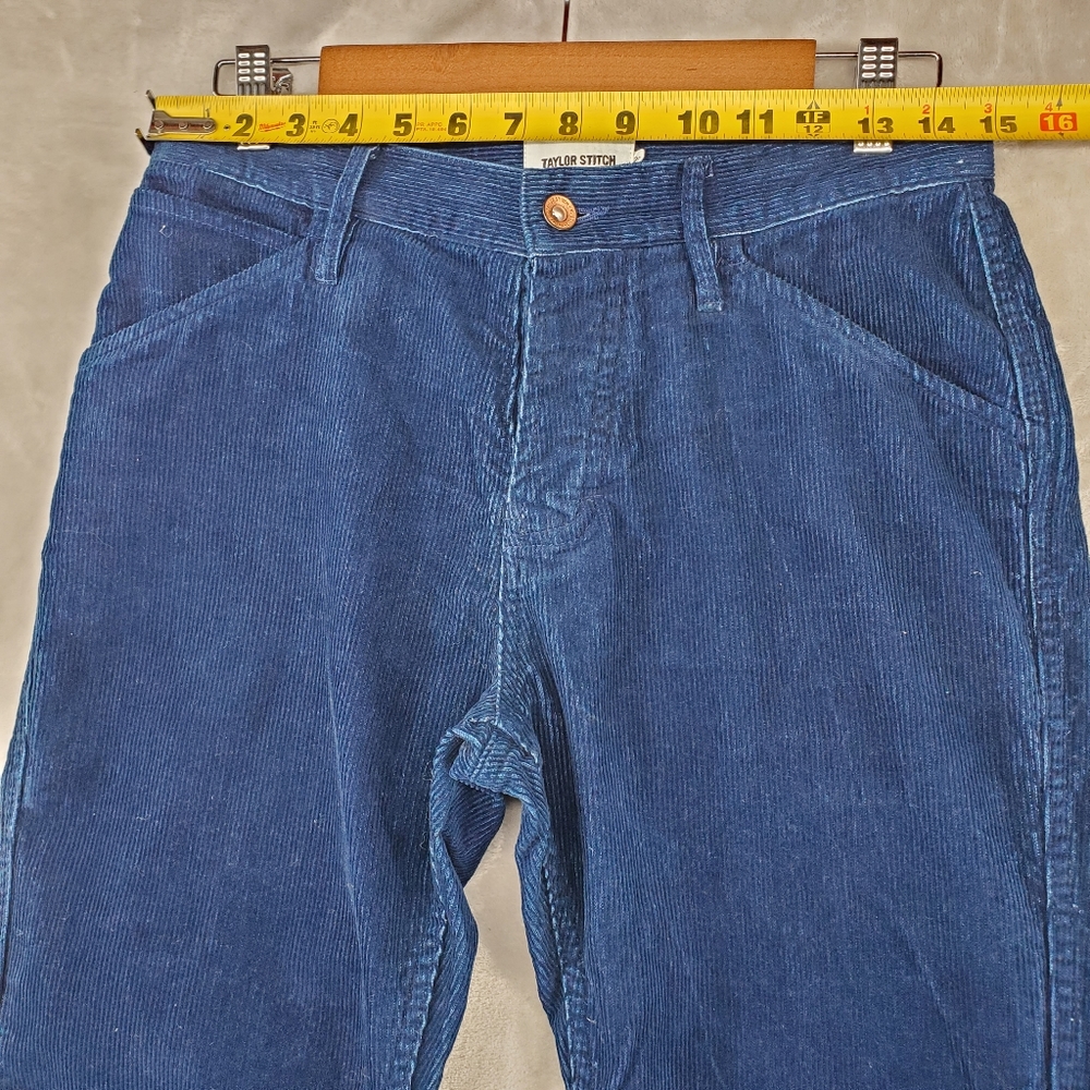 Taylor Stitch Corduroy Pants Mens 28 Blue Slim Fit Button Fly Chore Utility - Picture 6 of 9